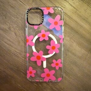 clear with pink flowers casetify case